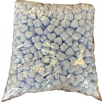 0.60 cu ft FunPak Mini Plant Based Biodegradable Packing Peanuts<br><font color=blue>Blue Hearts</font>