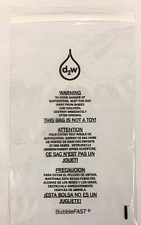 25 8" x 10" 1.5 mil Biodegradable Self-Seal Suffocation Warning Bags