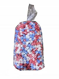 1.5 cu ft FunPak Plant Based Biodegradable Packing Peanuts<br><font color=blue>Red, White & Blue Stars</font>