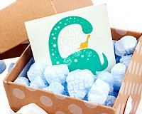 0.60 cu ft FunPak Mini Plant Based Biodegradable Packing Peanuts<br><font color=blue>Blue Hearts</font>