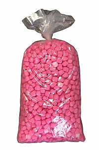 1.5 cu ft FunPak Plant Based Biodegradable Packing Peanuts<br><font color=blue>Pink Hearts</font>