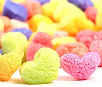 1.5 cu ft FunPak Plant Based Biodegradable Packing Peanuts<br><font color=blue>Rainbow Hearts</font>