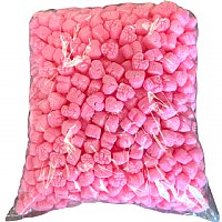 0.60 cu ft FunPak Mini Plant Based Biodegradable Packing Peanuts<br><font color=blue>Pink Hearts</font>