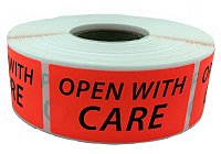 500 1" x 2" Open With Care Labels