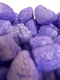 1.5 cu ft FunPak Plant Based Biodegradable Packing Peanuts<br><font color=blue>Purple Hearts</font>