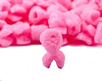 1.5 cu ft Pink Ribbon Shaped FunPak Plant Based Biodegradable Packing Peanuts (Click for more descriptions and pictures)