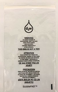 1,000 9" x 12" 1.5 mil Biodegradable Self-Seal Suffocation Warning Bags
