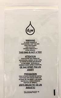 100 11" x 14" 1.5 mil Biodegradable Self-Seal Suffocation Warning Bags